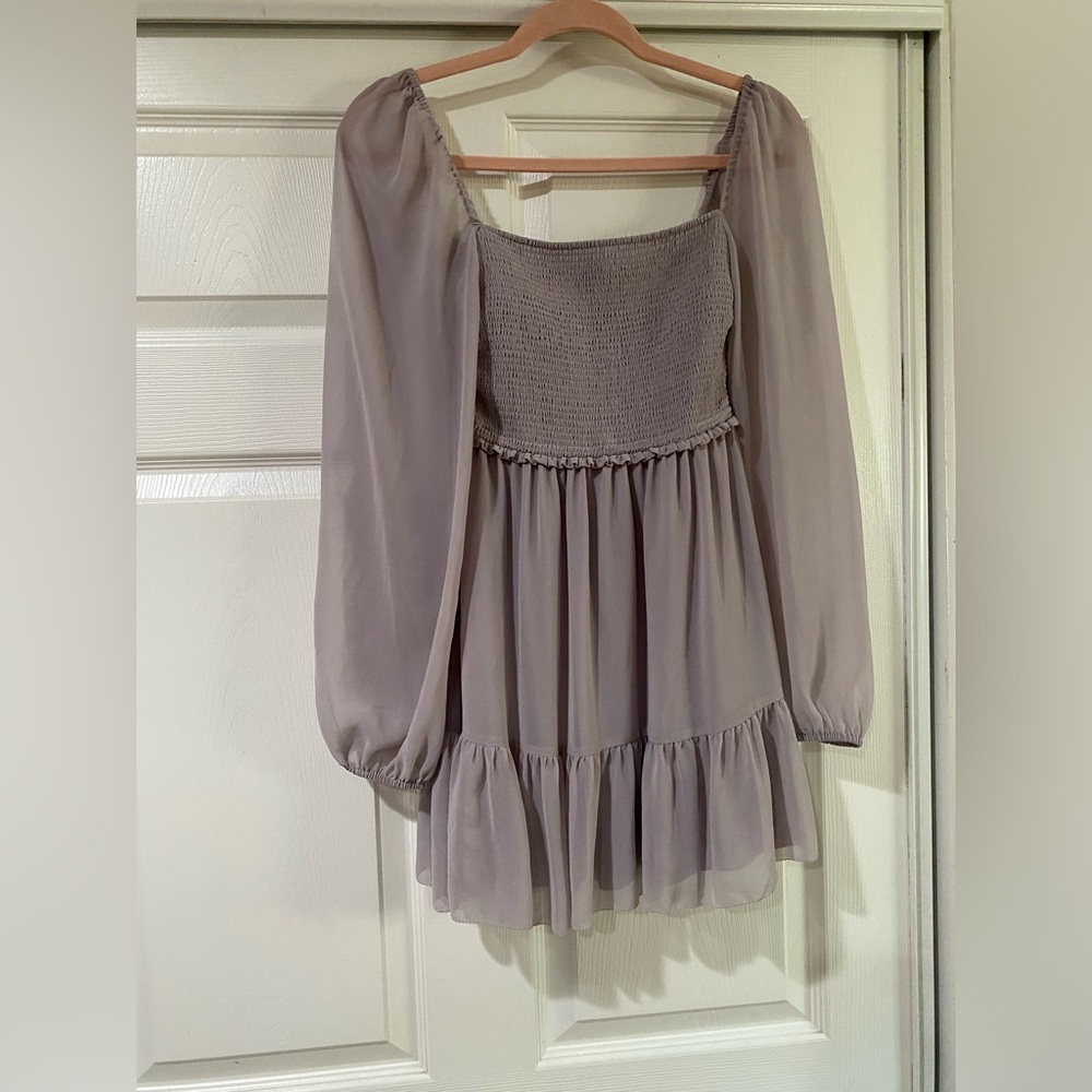 Aritzia Wilfred Ethereal Tempest Mini‎ Dress in Morado Grey Size Small